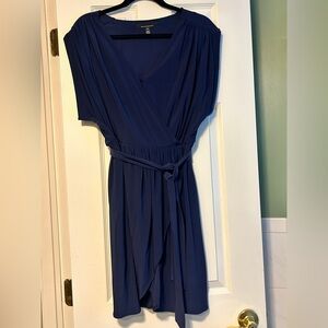 White House Black Market Elegant Blue Wrap Dress